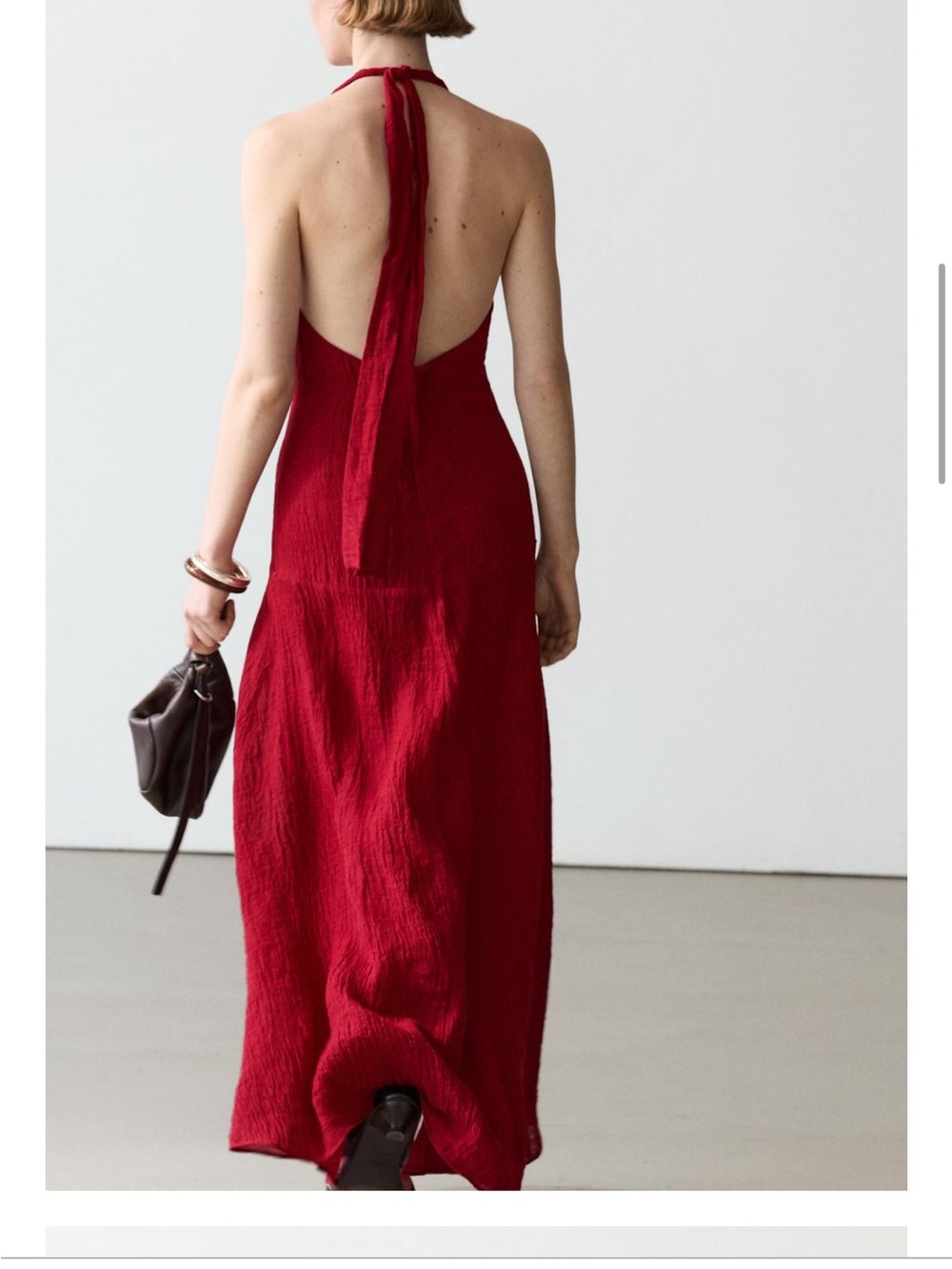 Massimo Dutti Red Halter Maxi Dress - Picture 2 of 8